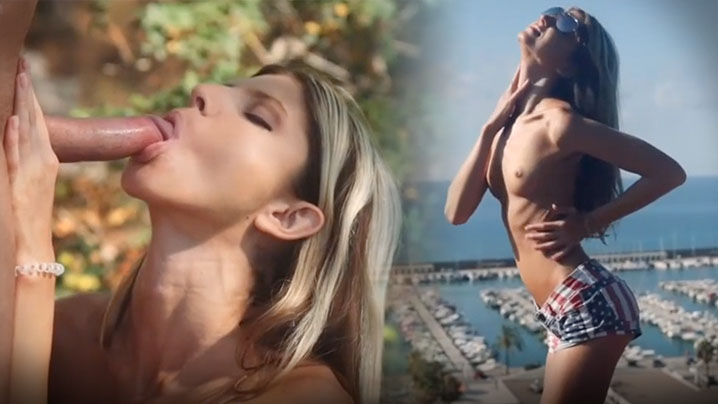 金发女同事和我一起爬山时进行性爱野战，很满足她的口交技巧一流封面图