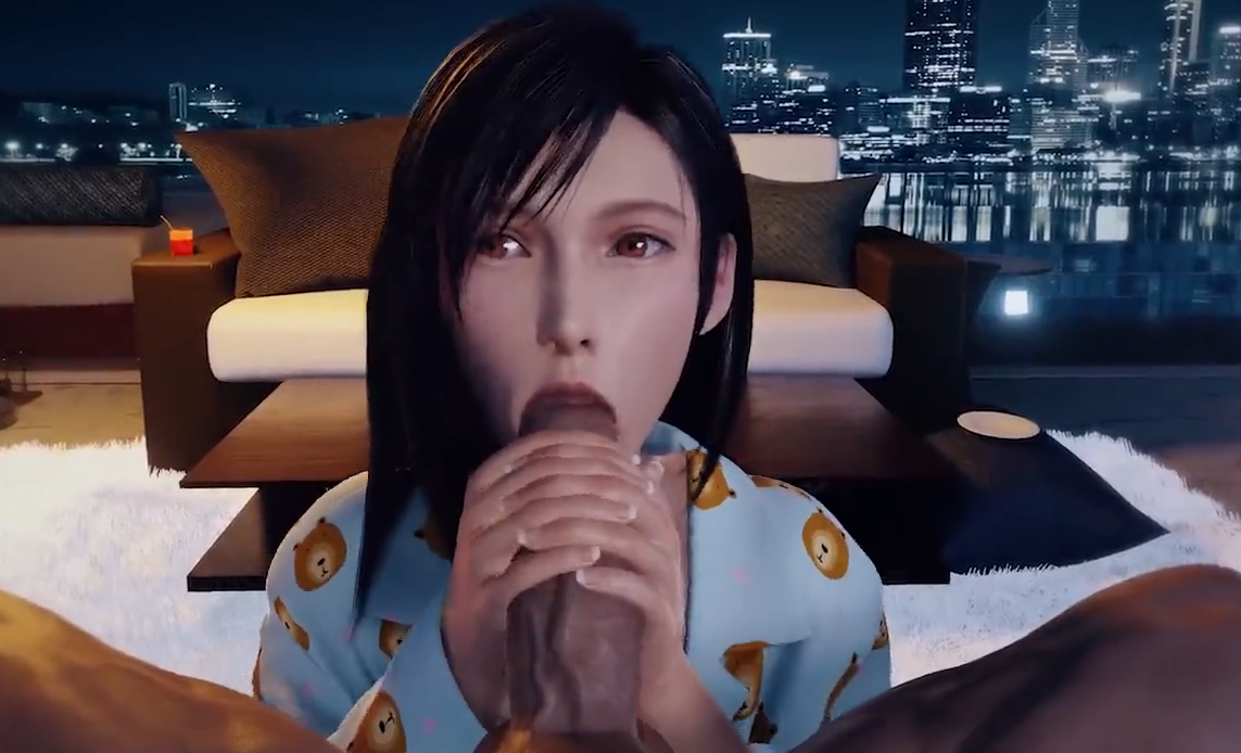 【3D】蒂法手撸大屌，被射一脸封面图