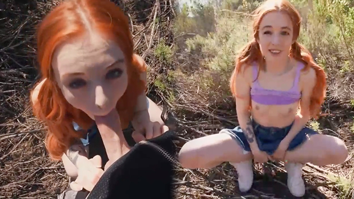 真正的青少年 - 扎辫子的红发少女 Madi Collins 喜欢在她的 Gigner 阴户上享受温暖的精液封面图