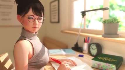 动漫激情~爆乳眼镜娘老师的奖赏 口交乳交封面图